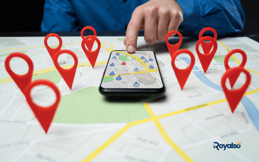 Google Map showing contractors and service businesses ranking
